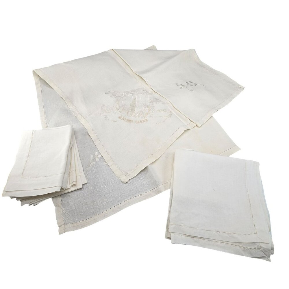 Blarney Castle Embroidered Linen Tablecloth Placemats & Napkins Set JJJ3962